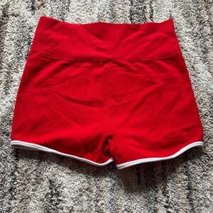 wild fable Red High-Waist Athletic Shorts with White Trim